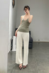 SWAYING/KNIT chenille three-dimensional striped trousers SW23AW3B57 white